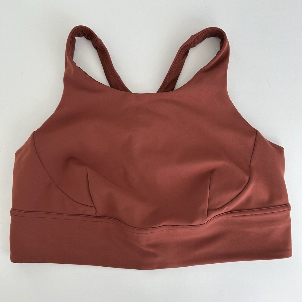 Lululemon Womens Size 14 Wunder Train Sports Bra Longline Rust Orange LW2CNSS